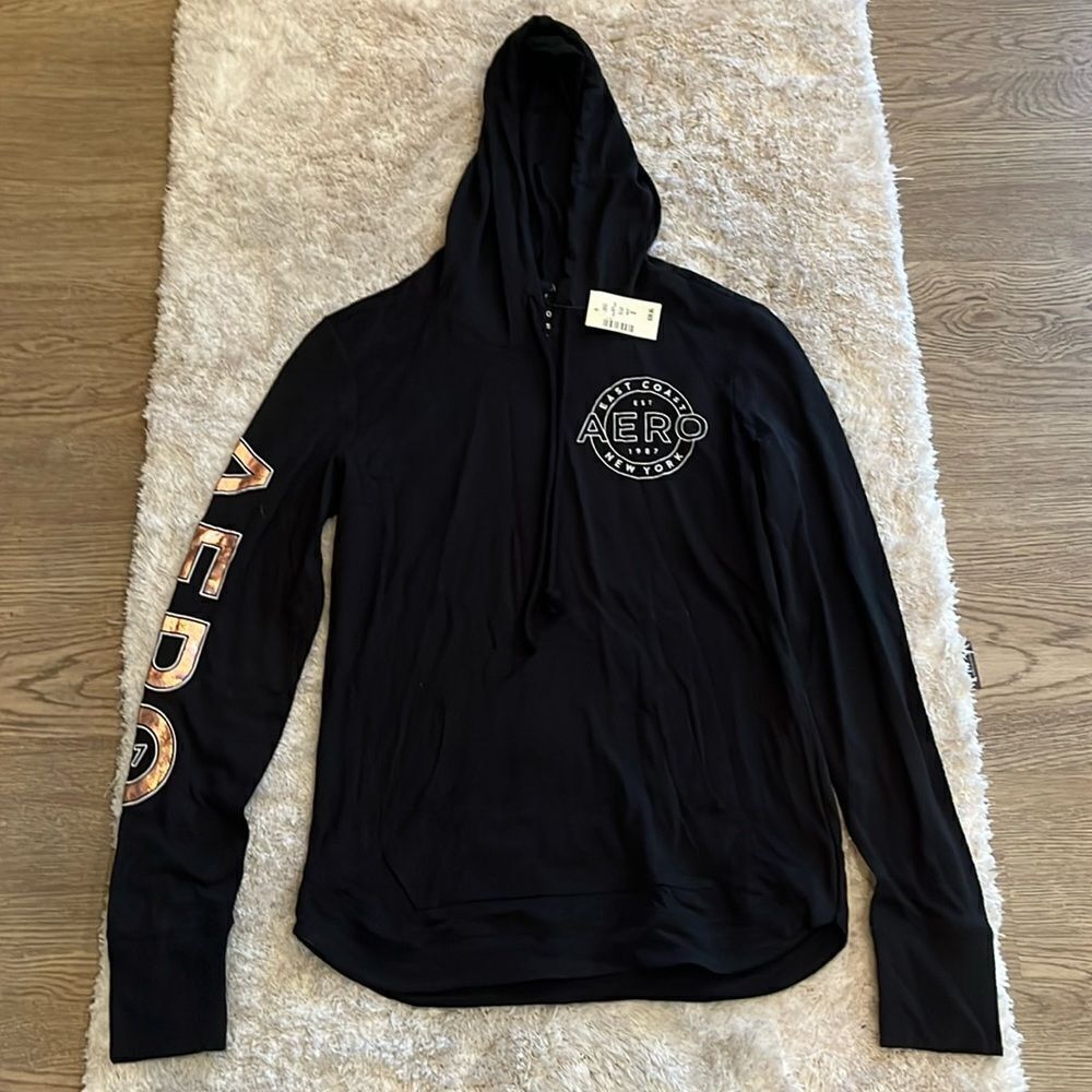 NWT Aeropostale black lightweight hoodie.  Size Small